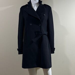 Zara Navy Blue Medium Double-Breasted Women's Coat